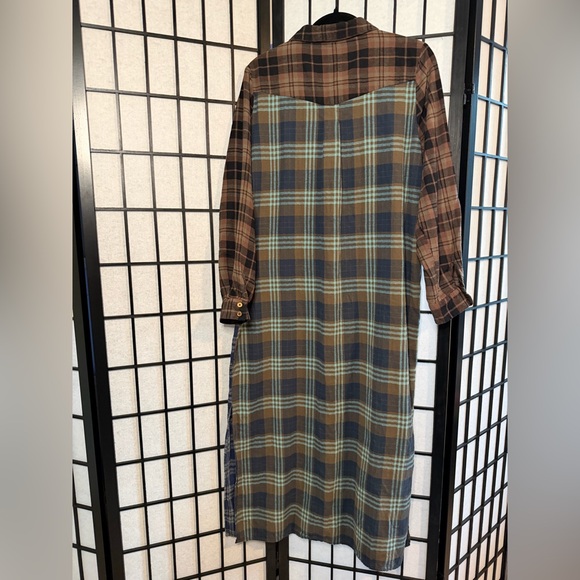 NATURAL LIFE Esme Long Sleeve Plaid Shirt Dress 100% Cotton M - Picture 4 of 7